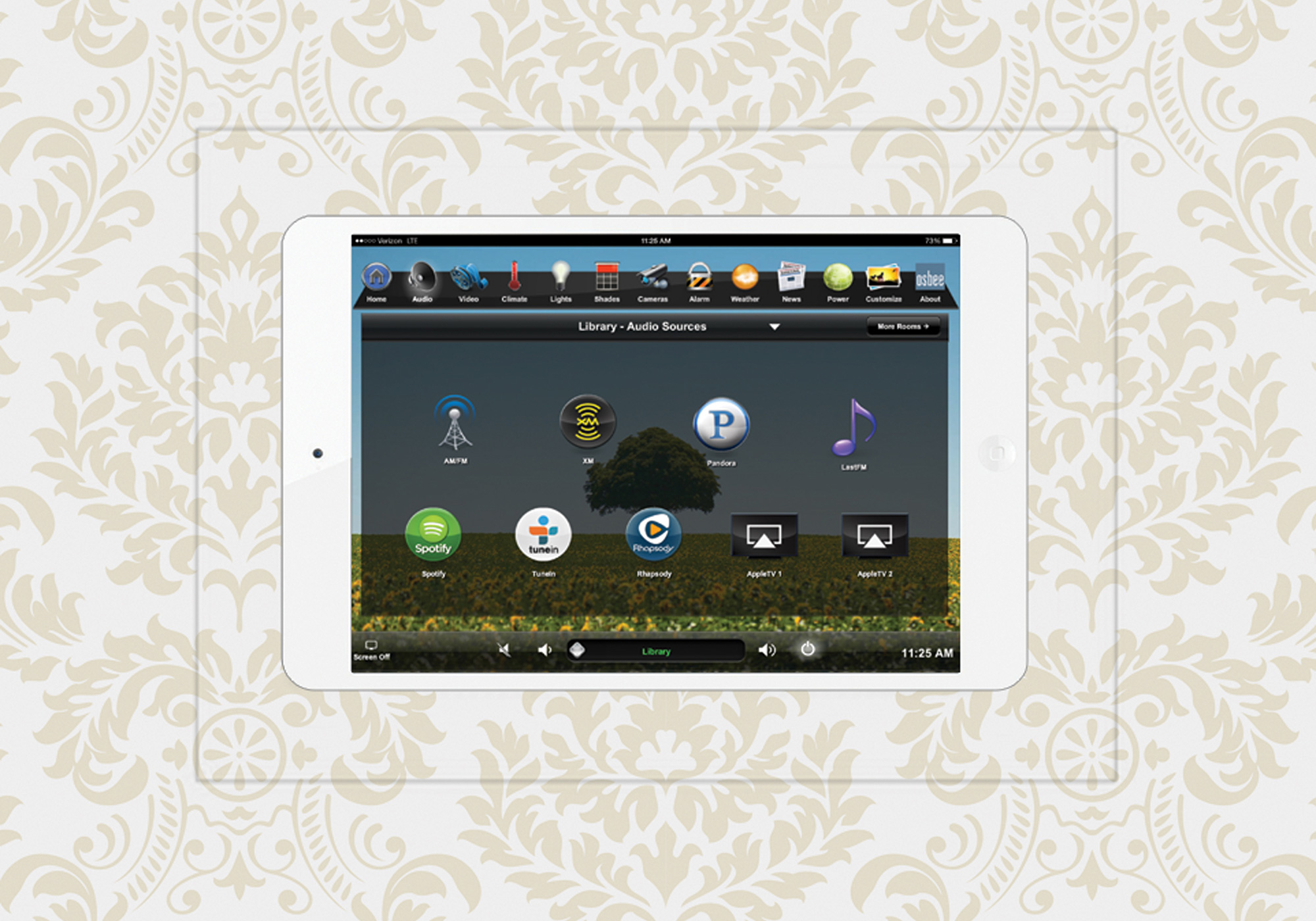 TruFig, flush-mount, iPad, wall-mount, wallpaper, audio screen, finishes